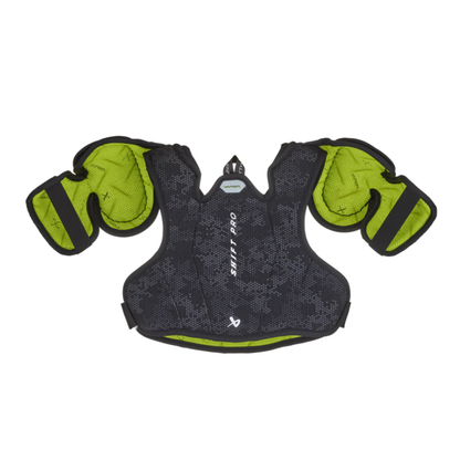 A photo of the Bauer Vapor Shift Pro Youth Shoulder Pads (2025) in colour black and green.