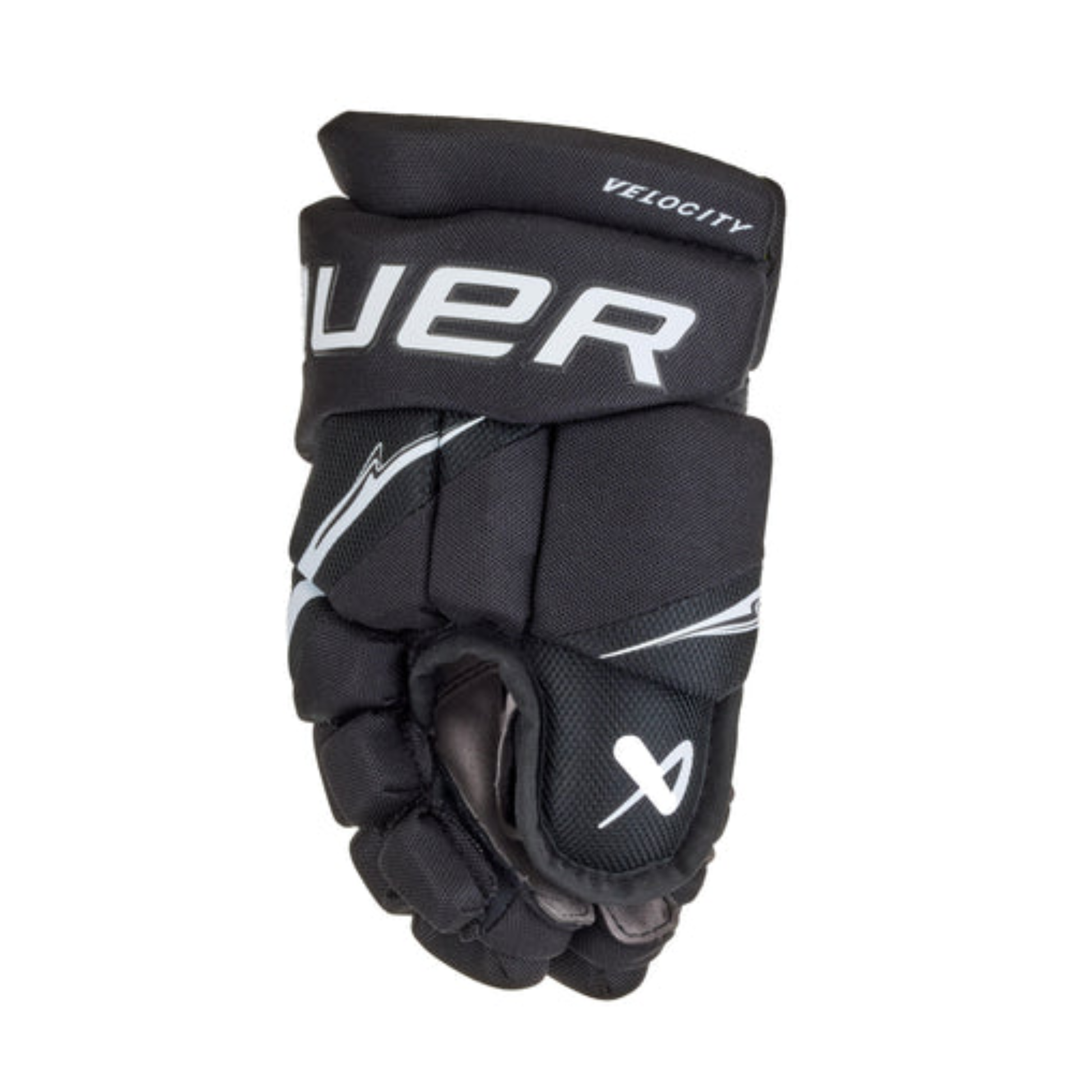 A photo of the Bauer Vapor Shift Pro Youth Hockey Gloves - Source Exclusive (2025) in colour black and white.