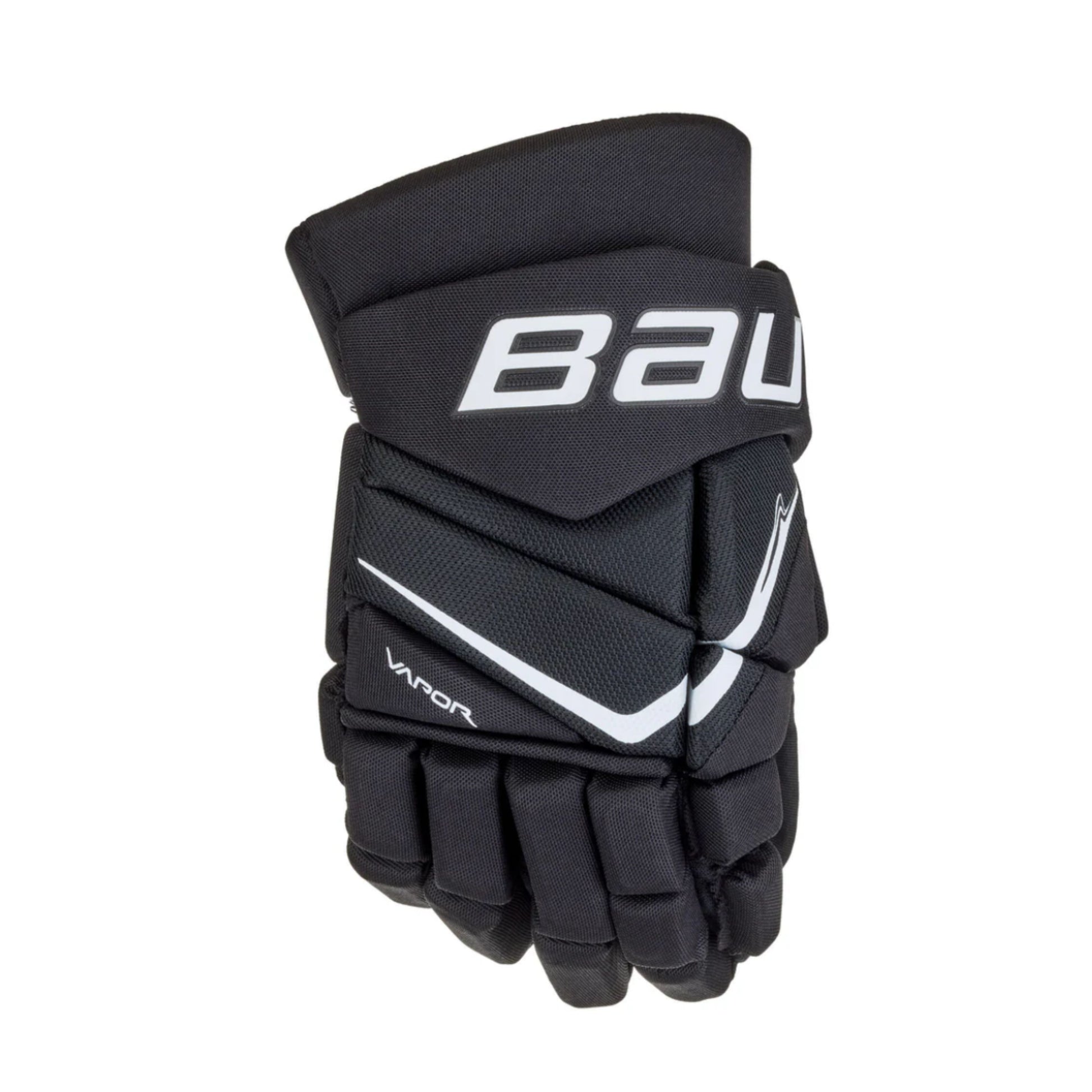 A photo of the Bauer Vapor Velocity Hockey Gloves in colour black and white.