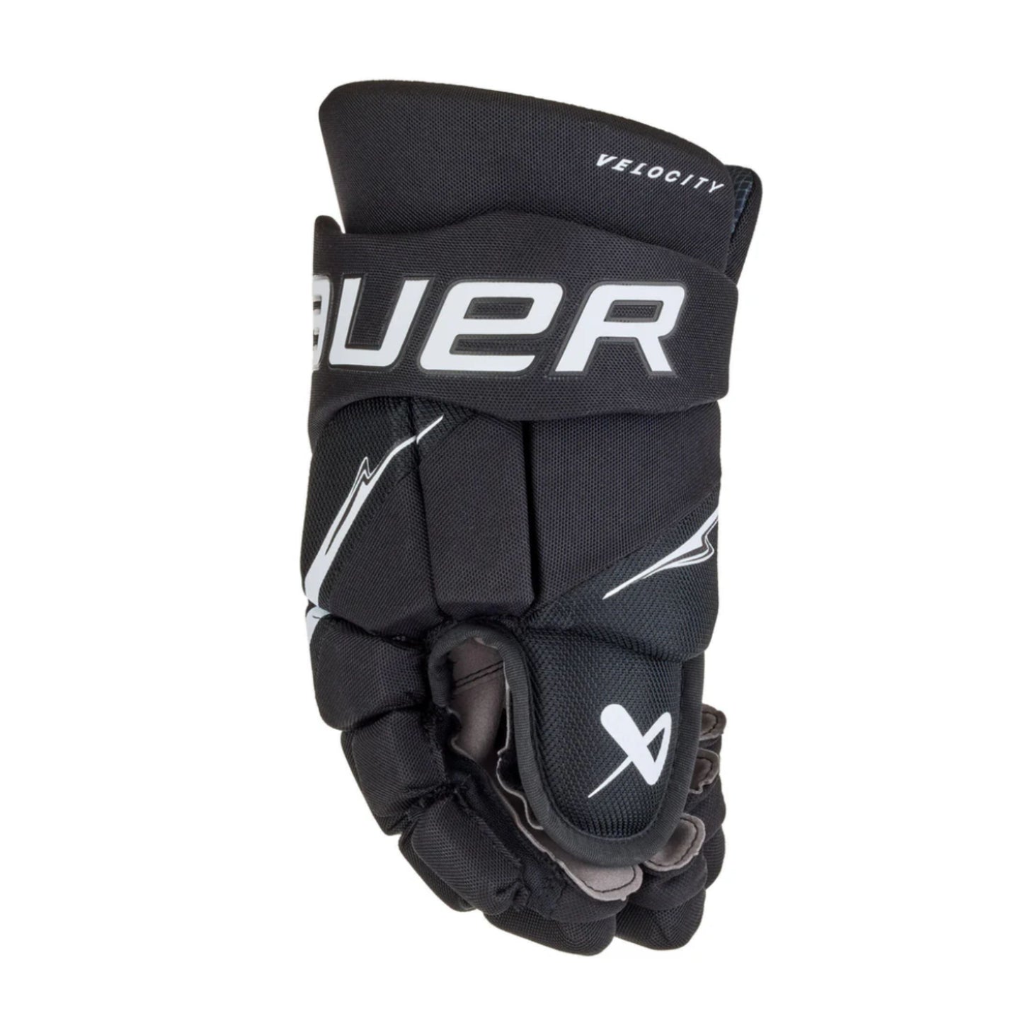 A photo of the Bauer Vapor Velocity Hockey Gloves in colour black and white.