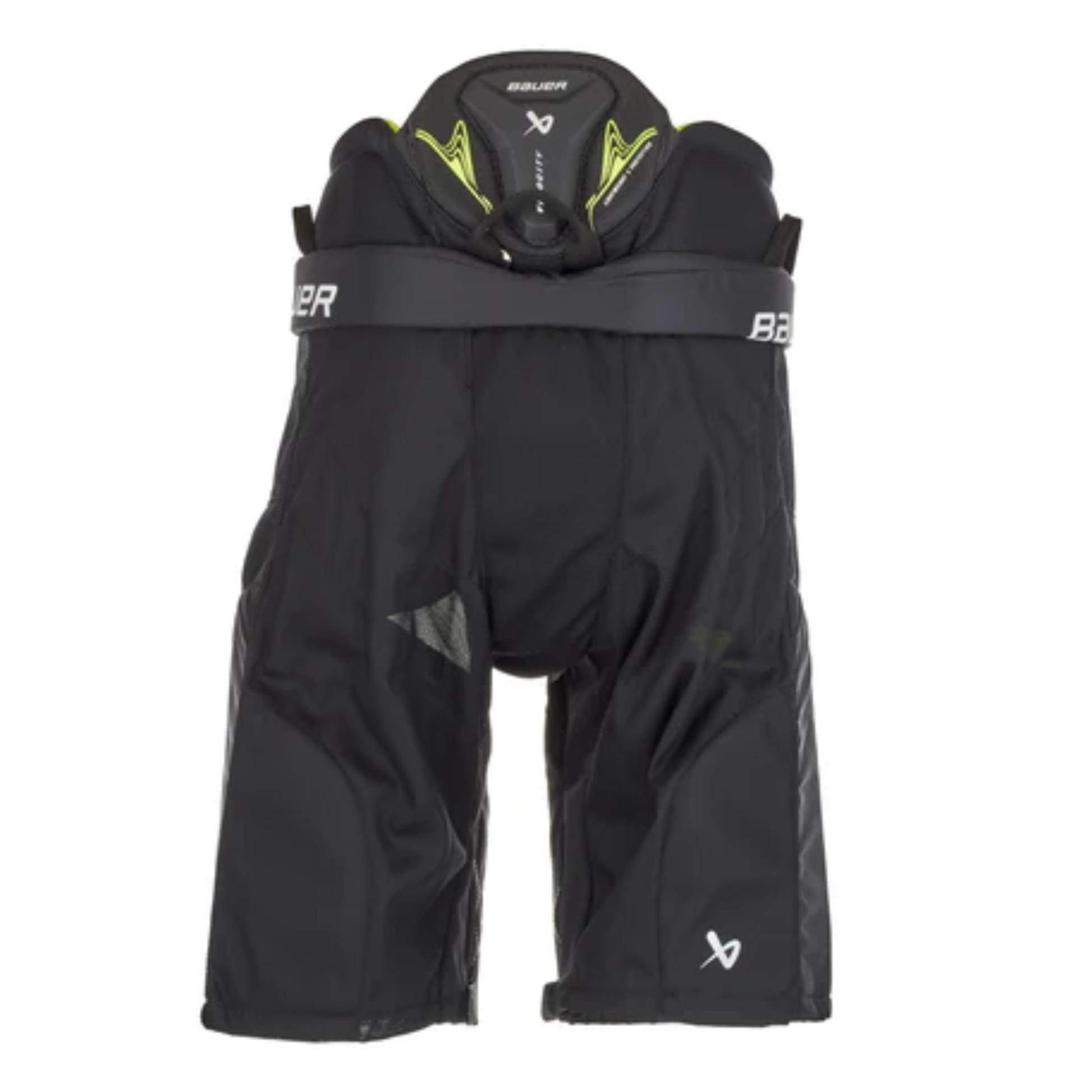 A photo of the Bauer Vapor Velocity Hockey Pants (2025) in colour black and green.