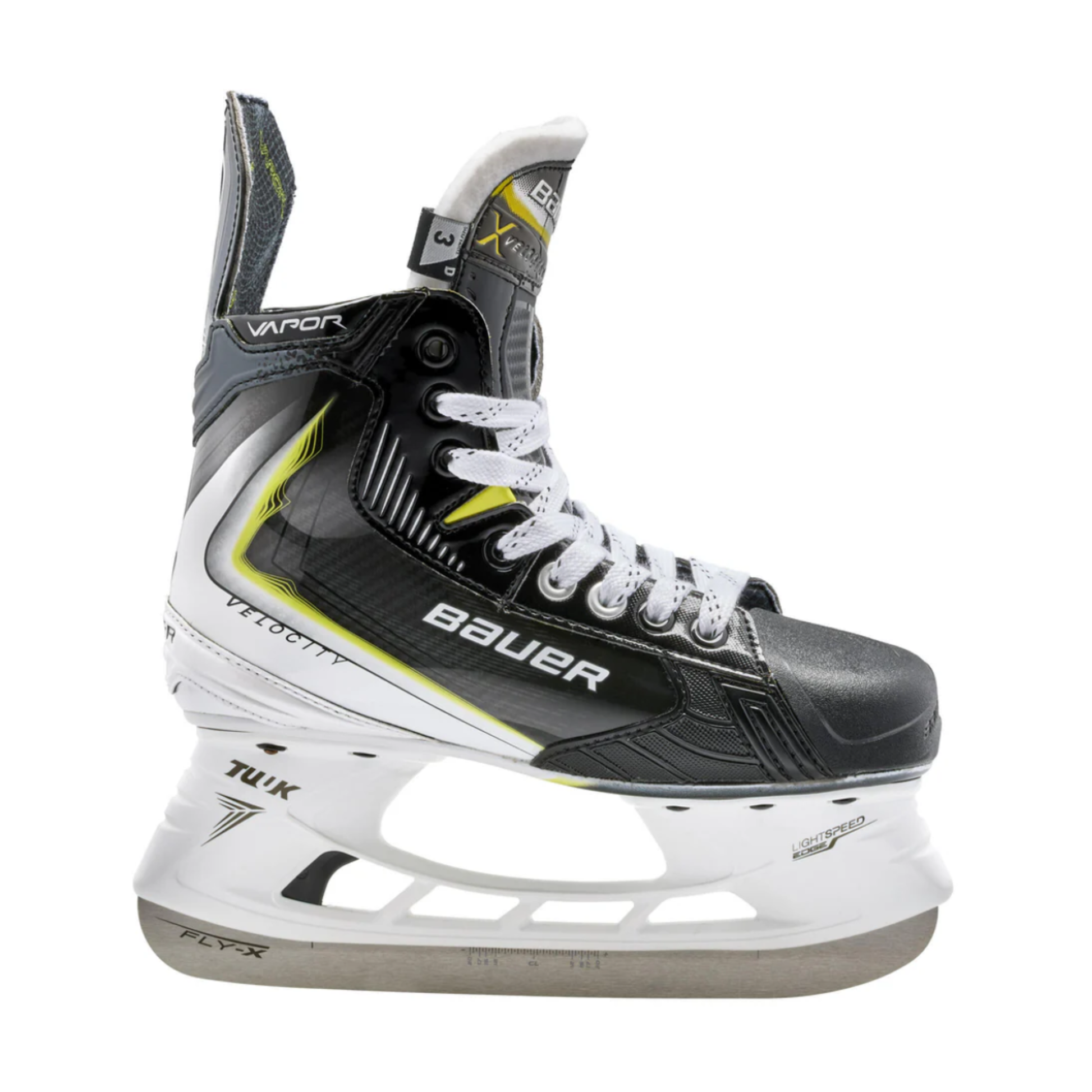 A photo of the Bauer Vapor Velocity Hockey Skates in colour black and white.