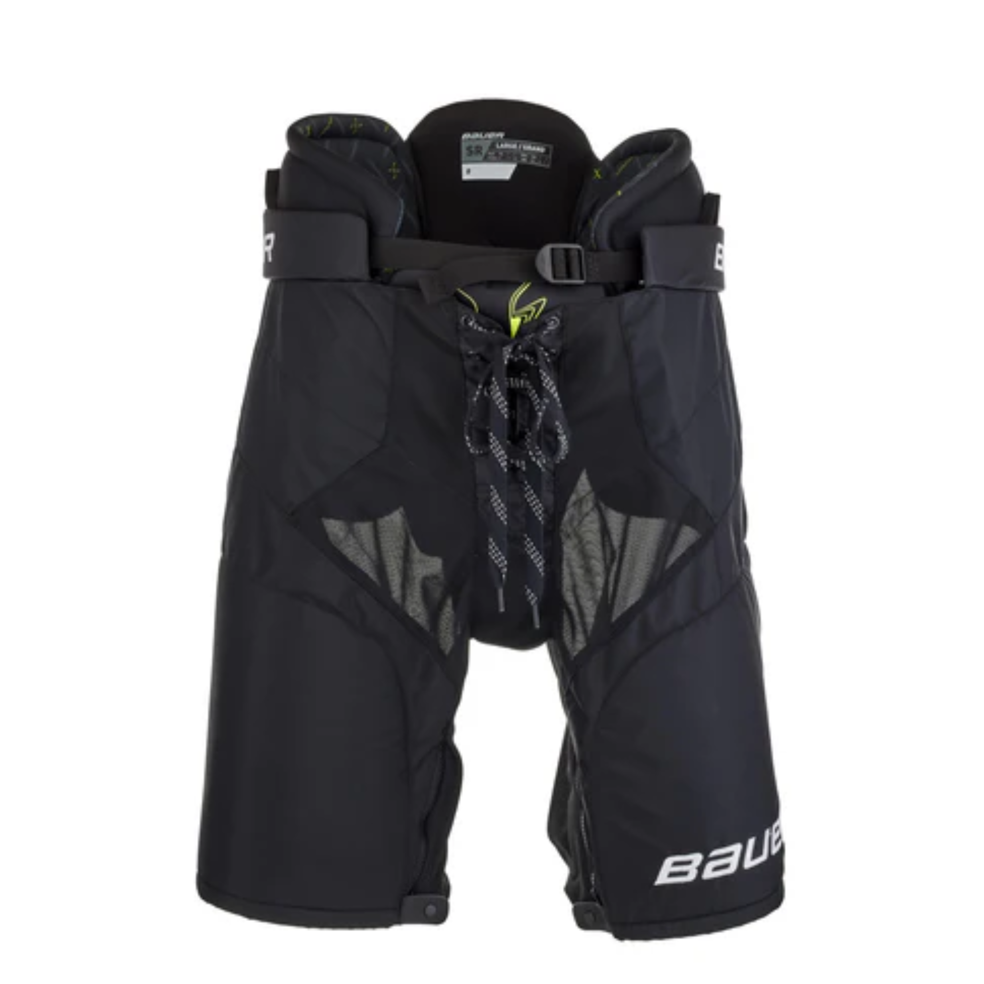 A photo of the Bauer Vapor Velocity Senior Hockey Pants (2025) in colour black and green.