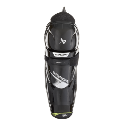 A photo of the Bauer Vapor Velocity Senior Shin Guard (2025) in colour black and white.