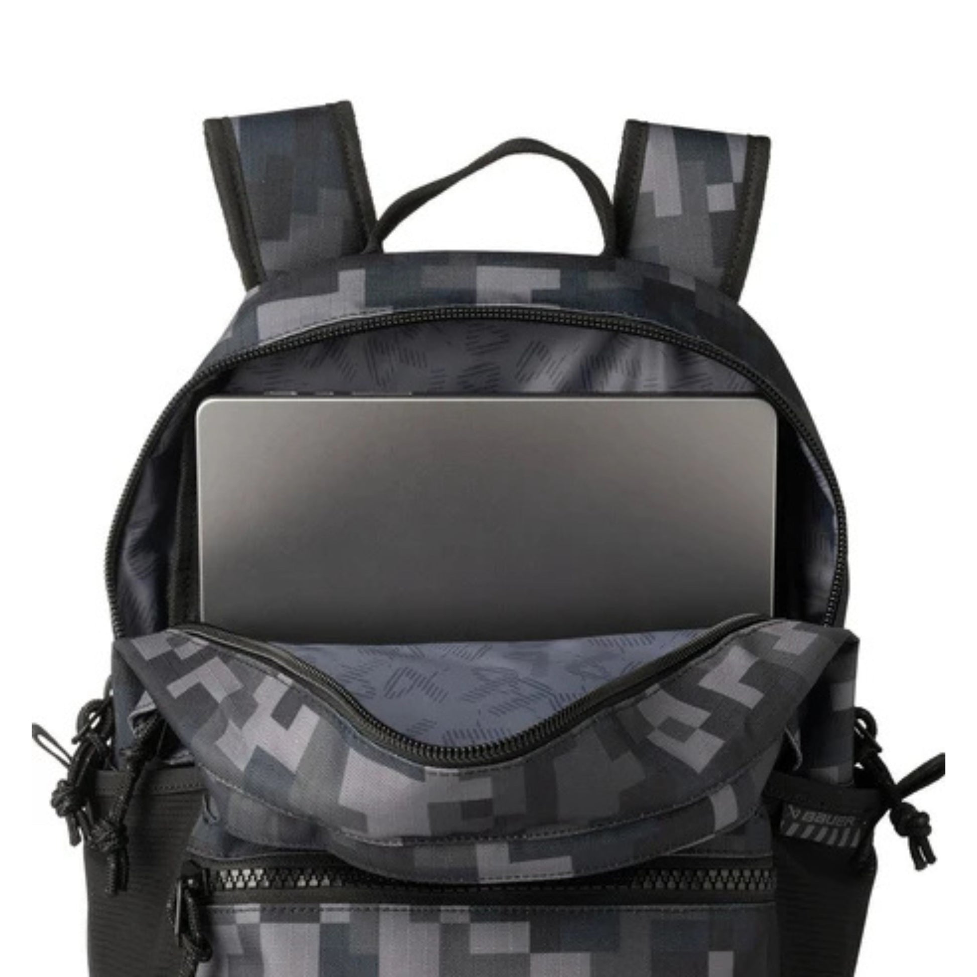 A photo of the Bauer Varsity Backpack (2026) in colour camo.