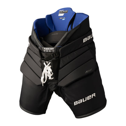 A photo of the Bauer WMNS PRO-W Senior Goal Pant in colour black and blue.