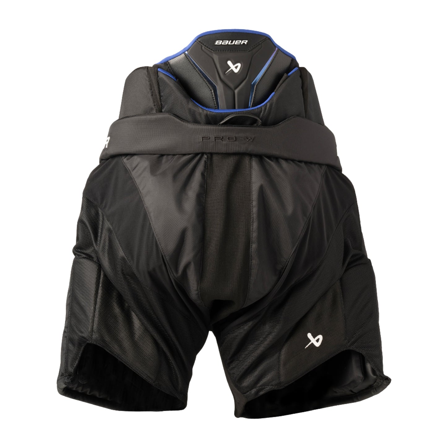 A photo of the Bauer WMNS PRO-W Senior Goal Pant in colour black and blue.