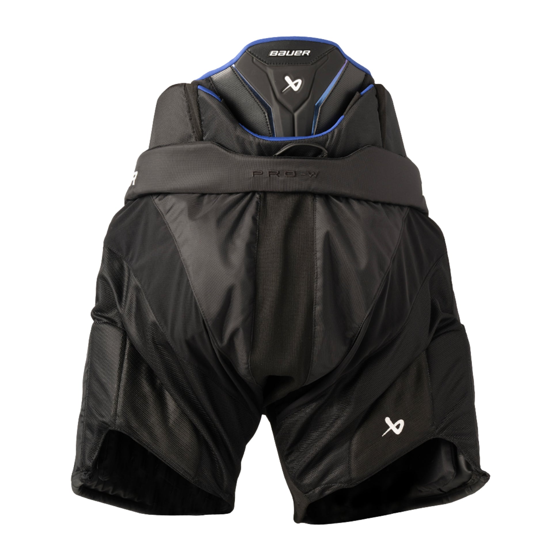A photo of the Bauer WMNS PRO-W Senior Goal Pant in colour black and blue.