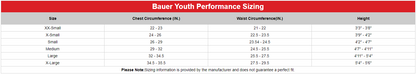 Bauer Performance Youth Jock Pant Size CHart