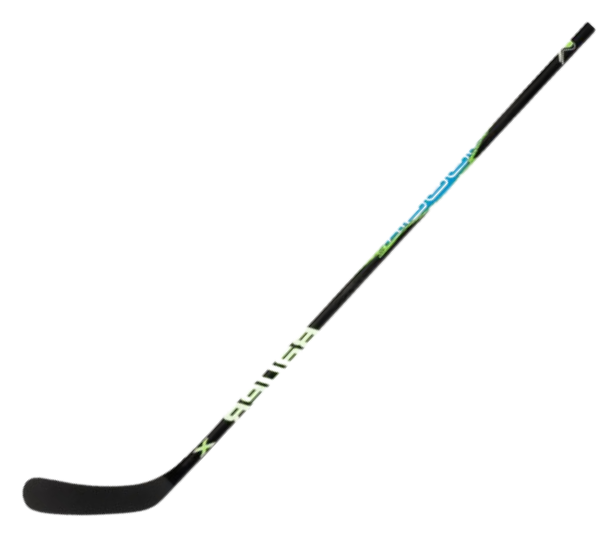 A photo of the Bauer X Series Junior Hockey Stick in colour black, green and blue.