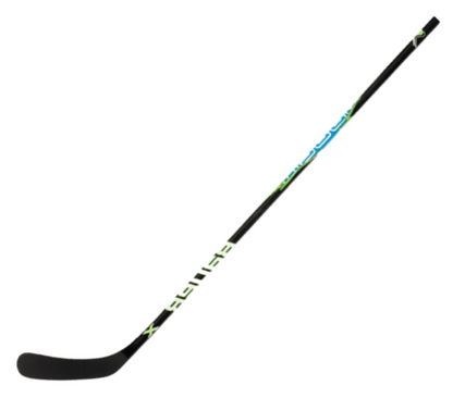 A photo of the Bauer X Series Junior Hockey Stick in colour black, green and blue.