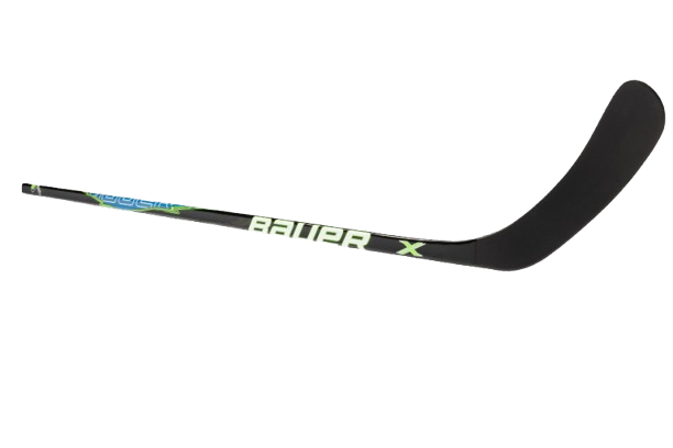 A photo of the Bauer X Series Junior Hockey Stick in colour black, green and blue.