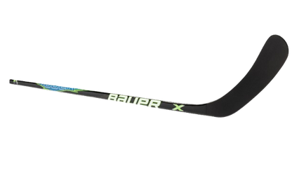 A photo of the Bauer X Series Junior Hockey Stick in colour black, green and blue.