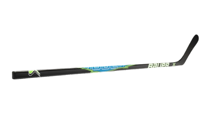 A photo of the Bauer X Series Junior Hockey Stick in colour black, green and blue.