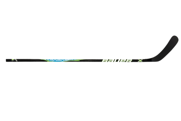 A photo of the Bauer X Series Junior Hockey Stick in colour black, green and blue.