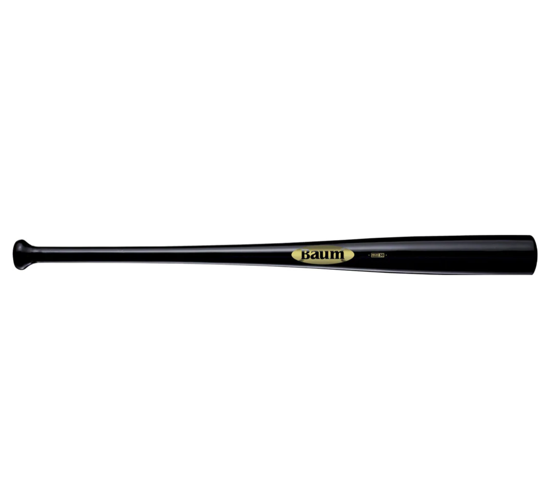 A photo of the Baum Bat Maple Standard Gold Stock Wood Baseball Bat in colour black