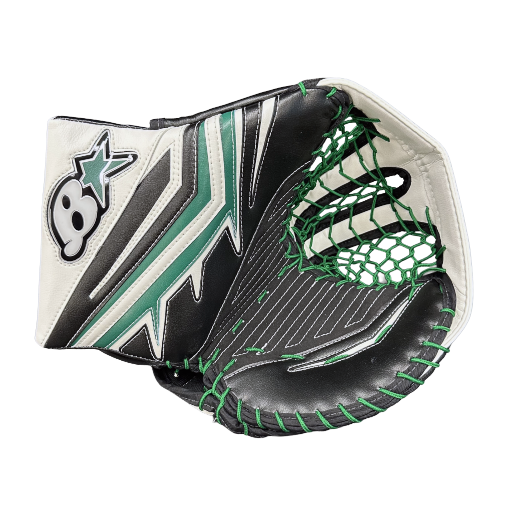 A photo of the Brian's Iconik 2 Senior Goalie Catcher in colour white, black, green.