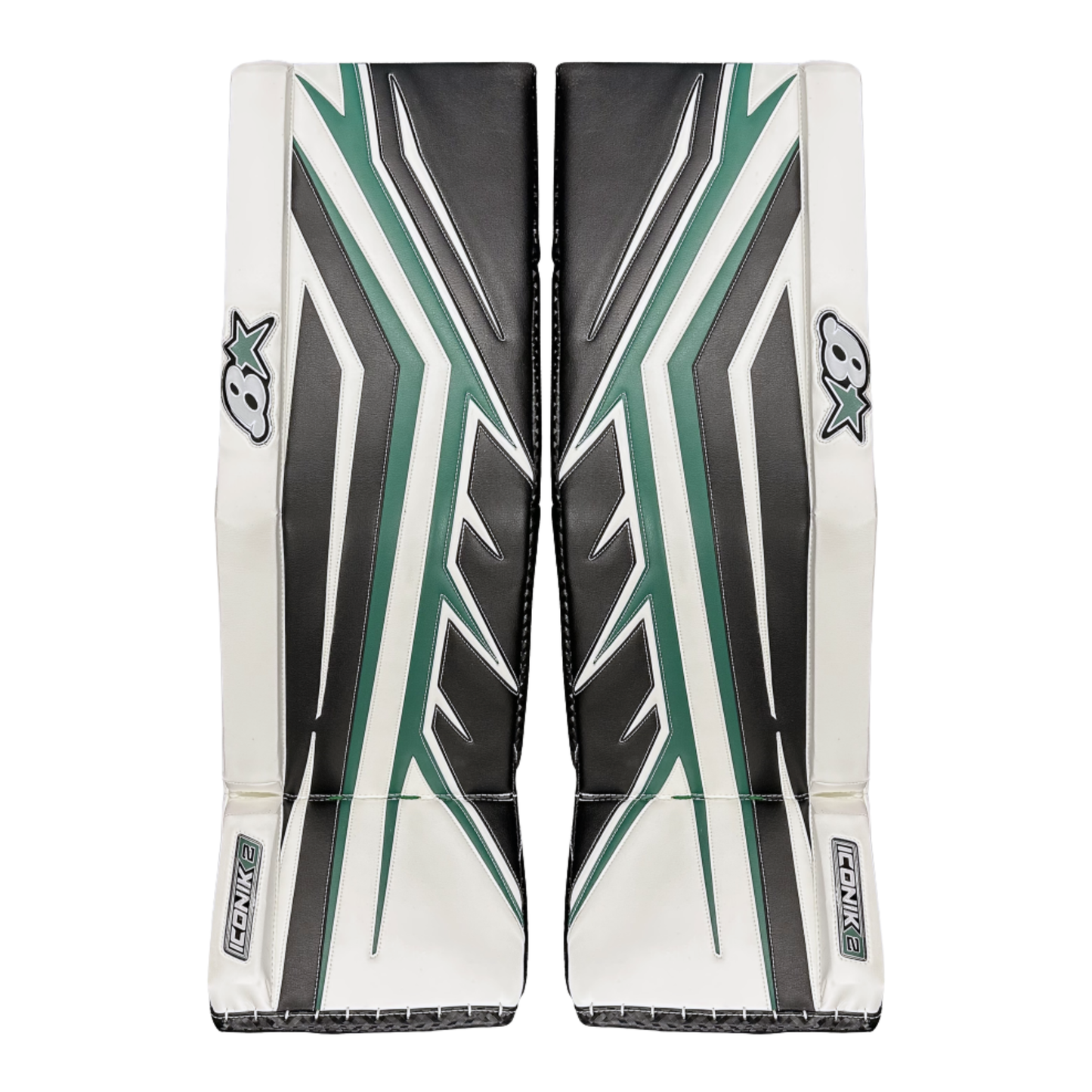 A photo of the Brian's Iconik 2 Senior Goalie Leg Pad in colour white, black, green.