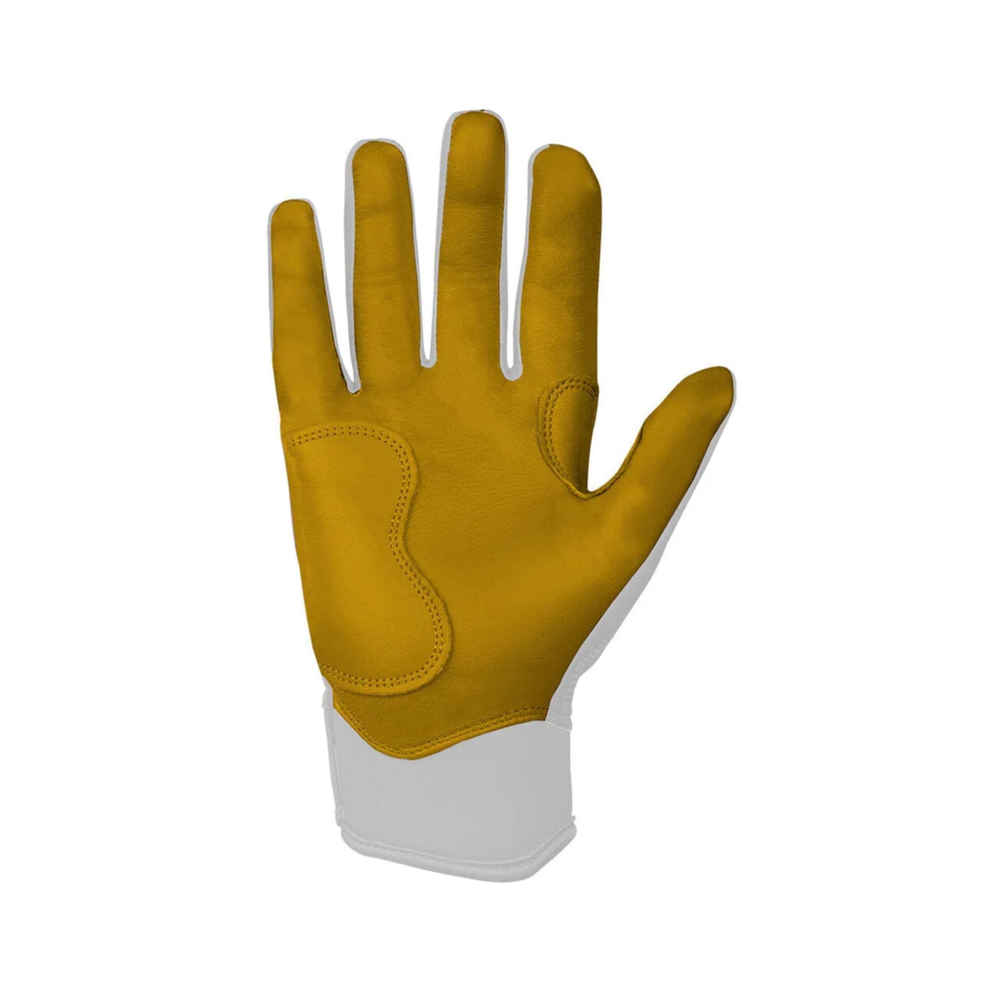 A photo of the Bruce Bolt Original Series Short Cuff Youth Batting Gloves in colour white, with black lightening bolt symbol and Bruce Bolt text.