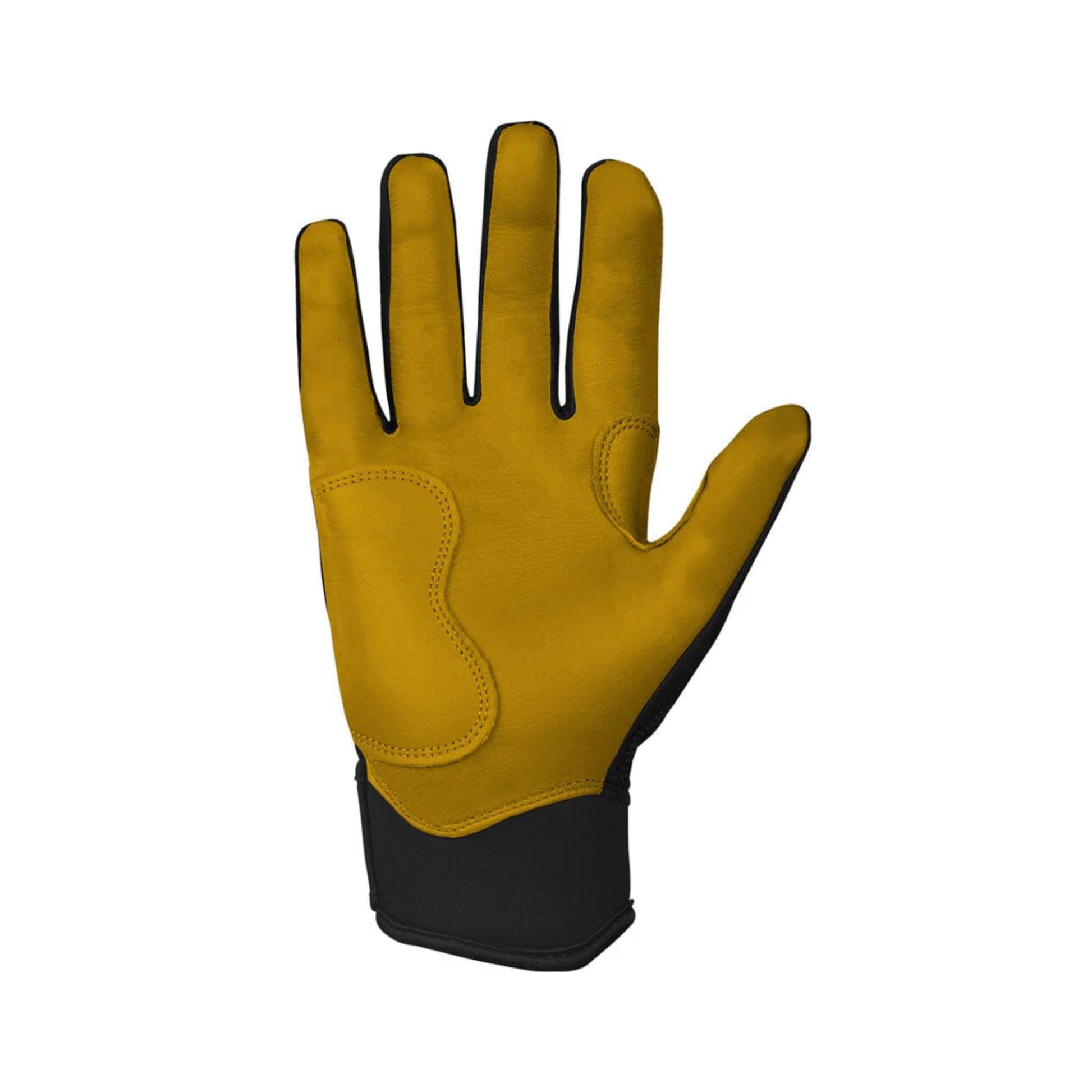 A photo of the Bruce Bolt Original Series Short Cuff Youth Batting Gloves in colour black, with black lightening bolt symbol and Bruce Bolt text.