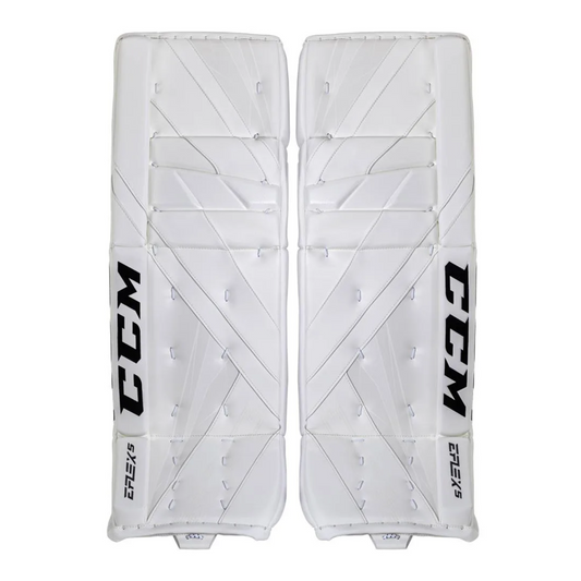 CCM Eflex 5 Senior Goalie Pads - White  Front