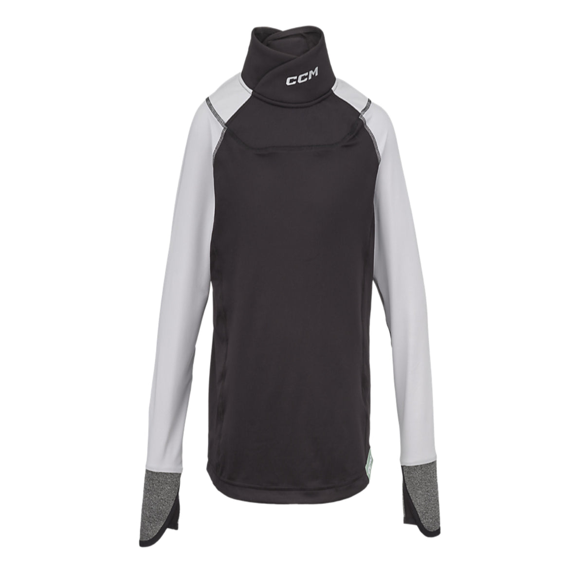 A photo of the CCM FTW Cut Protection Baselayer Long Sleeve Top Youth in colour black and white.