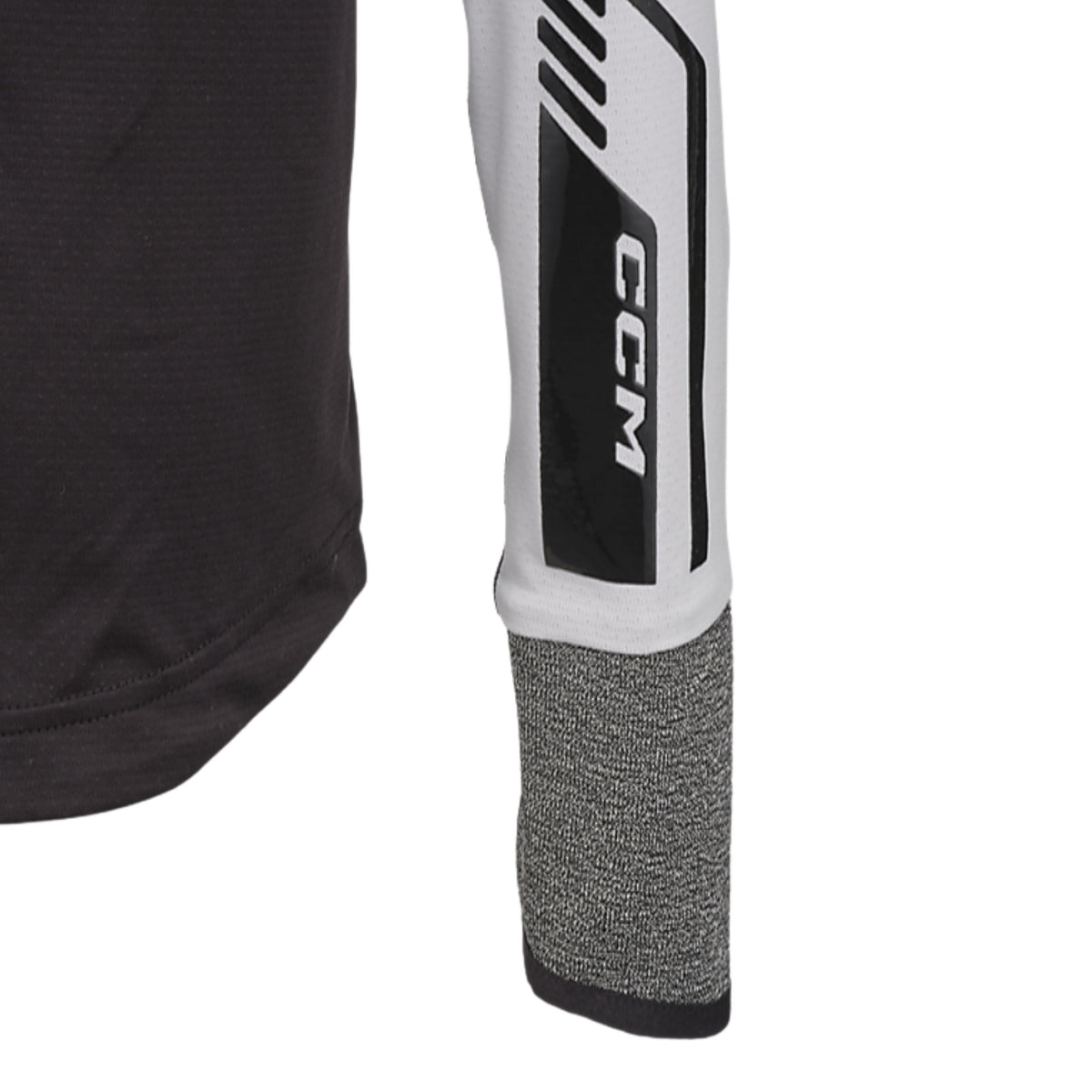 A photo of the CCM FTW Cut Protection Baselayer Long Sleeve Top Youth in colour black and white.