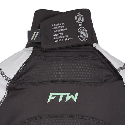 A photo of the CCM FTW Cut Protection Baselayer Long Sleeve Top Youth in colour black and white.