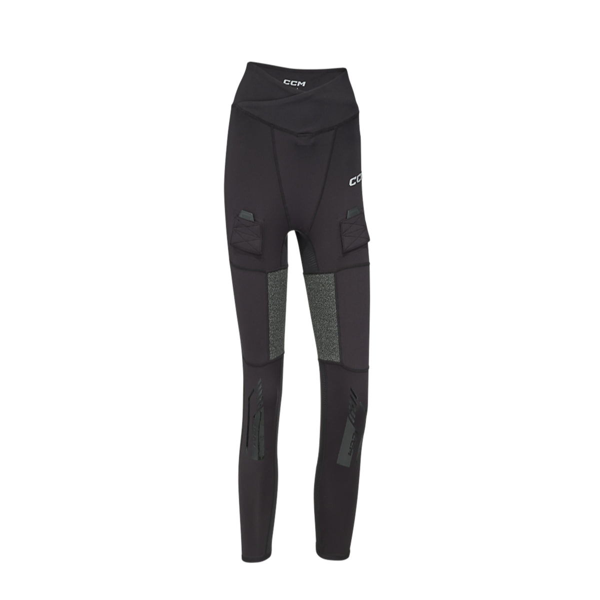 A photo of the CCM FTW Cut Protection Baselayer Pant with Jill Youth in colour black and grey.