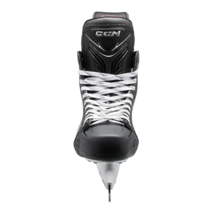 A photo of the CCM JetSpeed Control Senior Hockey Skates (2025) - Source Exclusive in colour red and black.