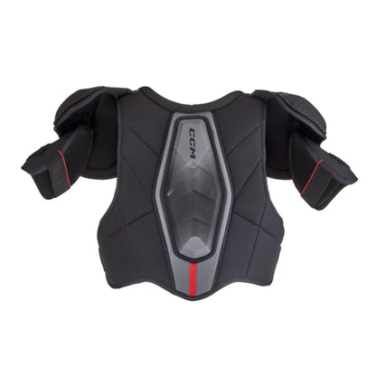 A photo of the CCM JetSpeed Vibe Hockey Shoulder Pads in colour black, grey and red.