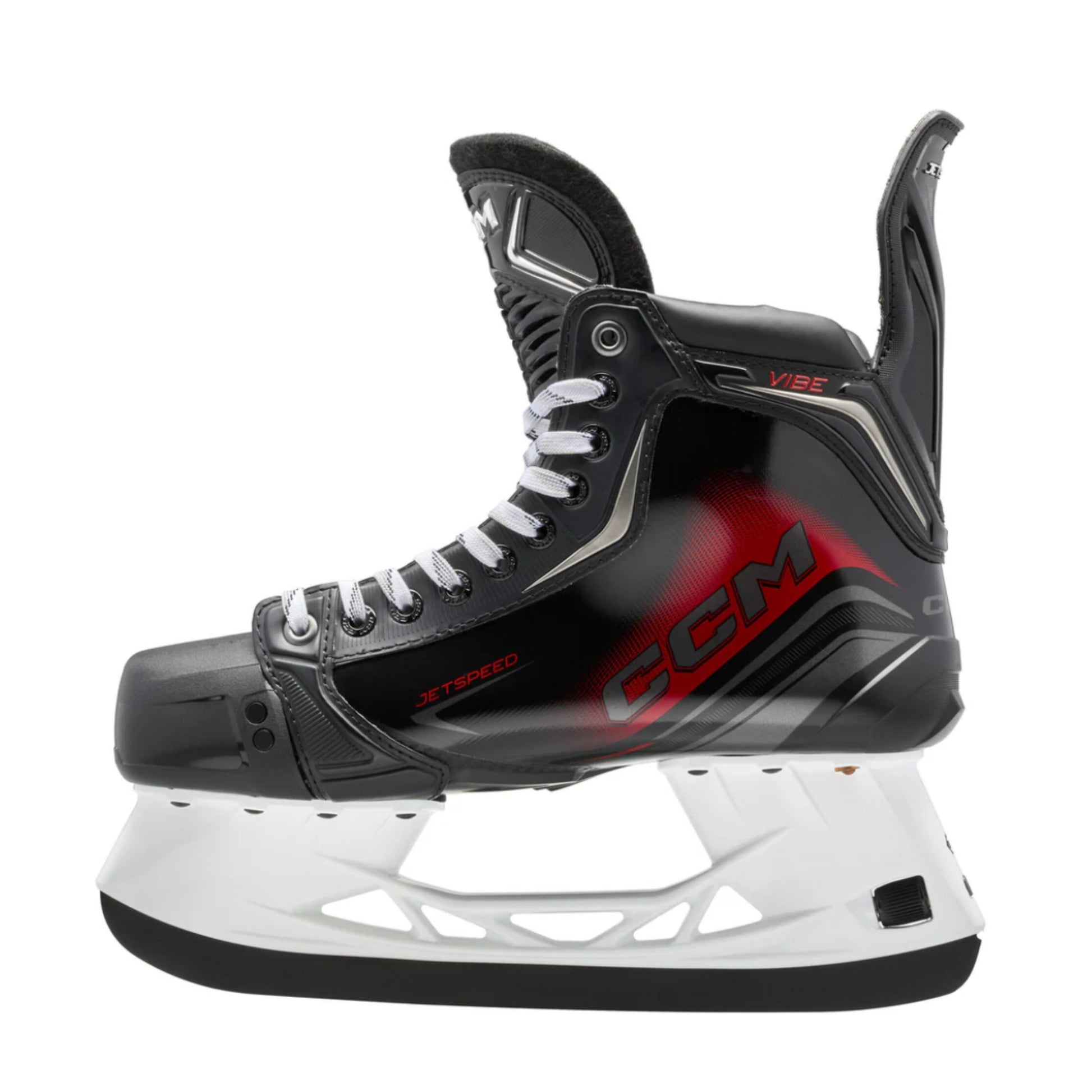 A photo of the CCM JetSpeed Vibe Hockey Skates in colour black and red.