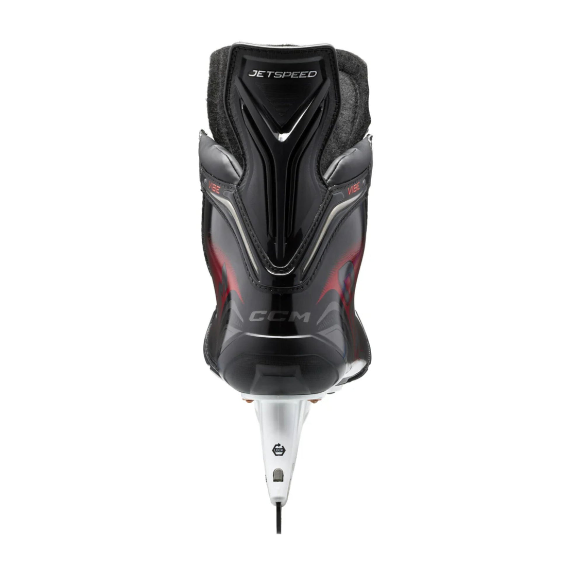 A photo of the CCM JetSpeed Vibe Hockey Skates in colour black and red.