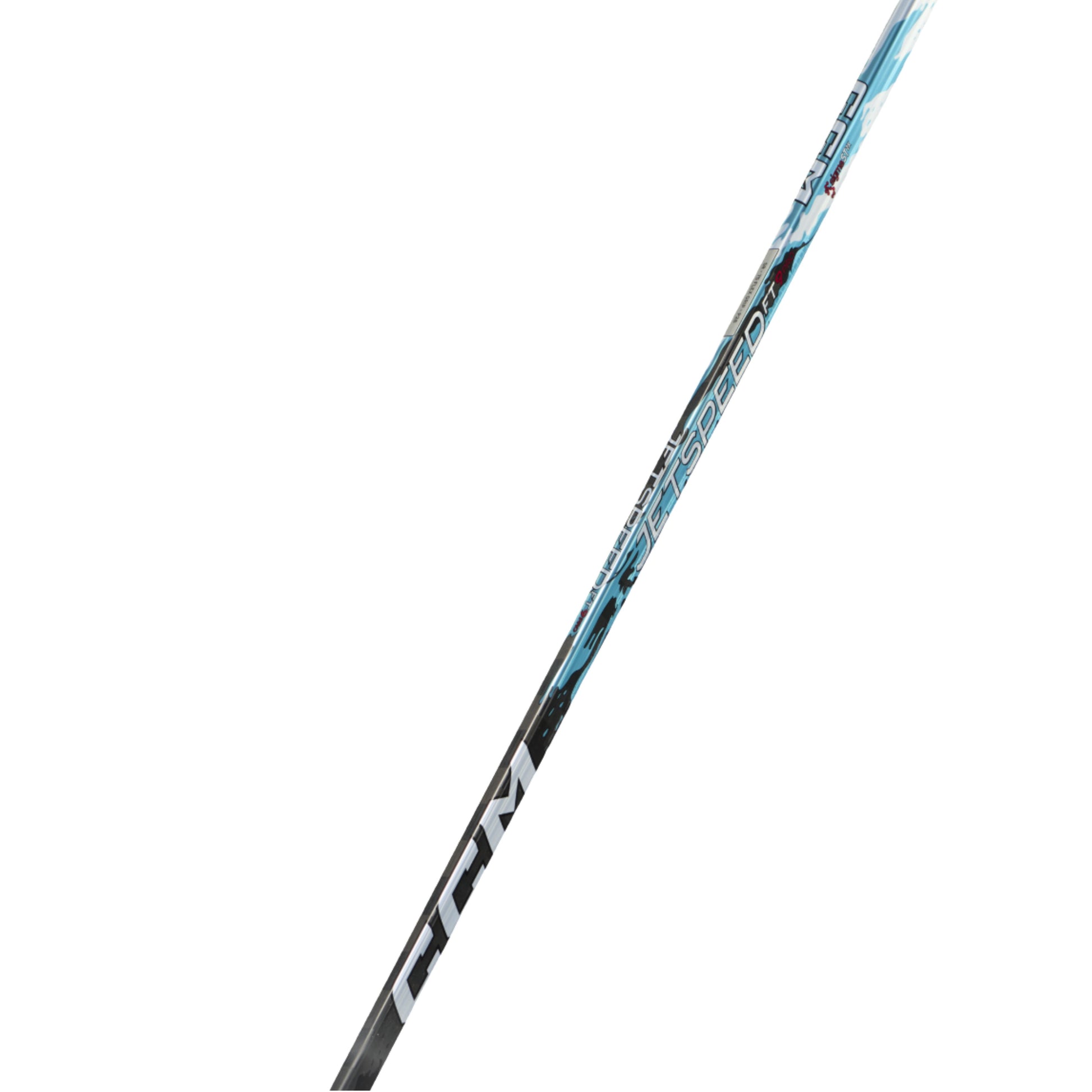 A photo of the CCM Jetspeed FT9 Pro Senior Hockey Stick in colour black, blue and white.