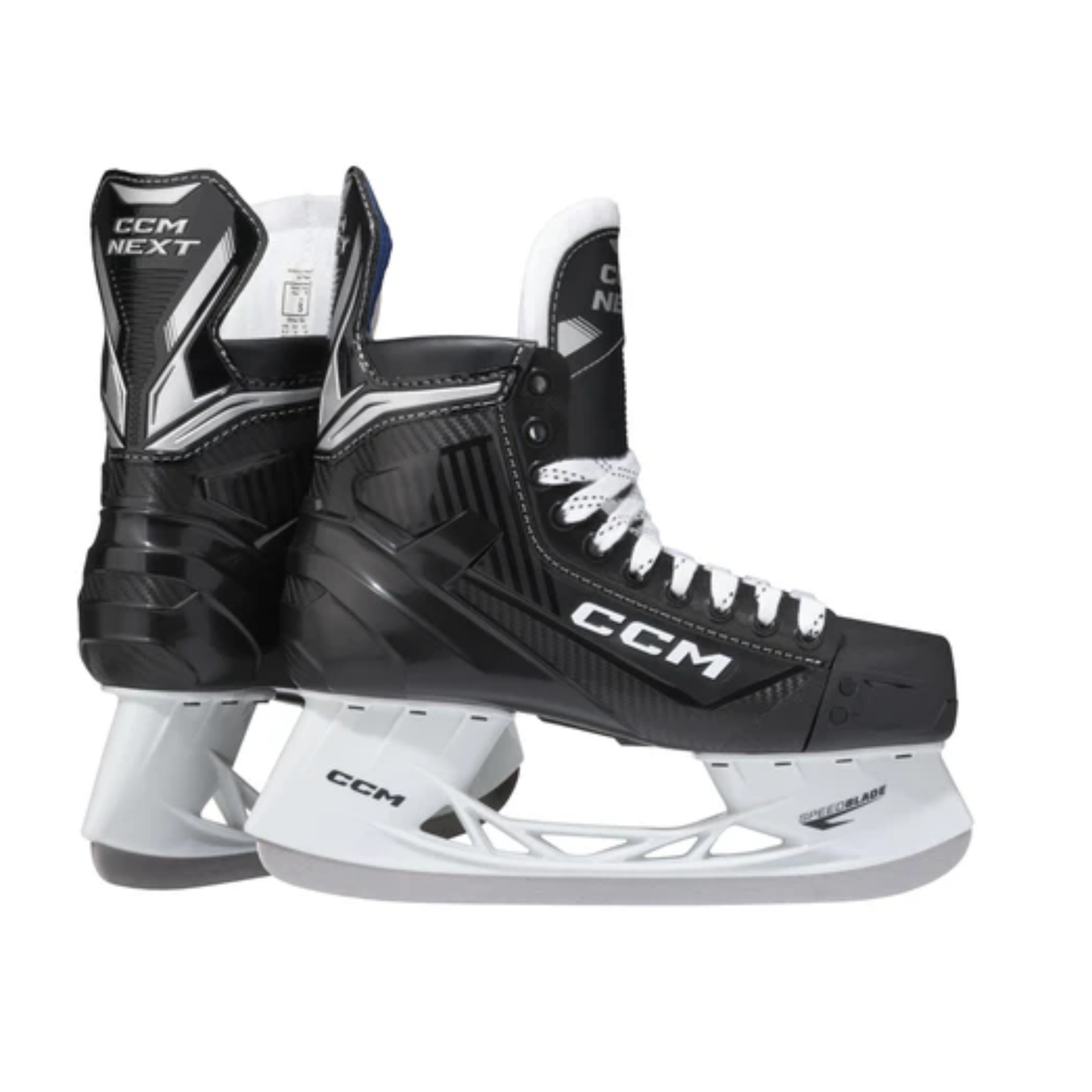 A photo of the CCM Next Intermediate Hockey Skates (2024) in colour black and white.