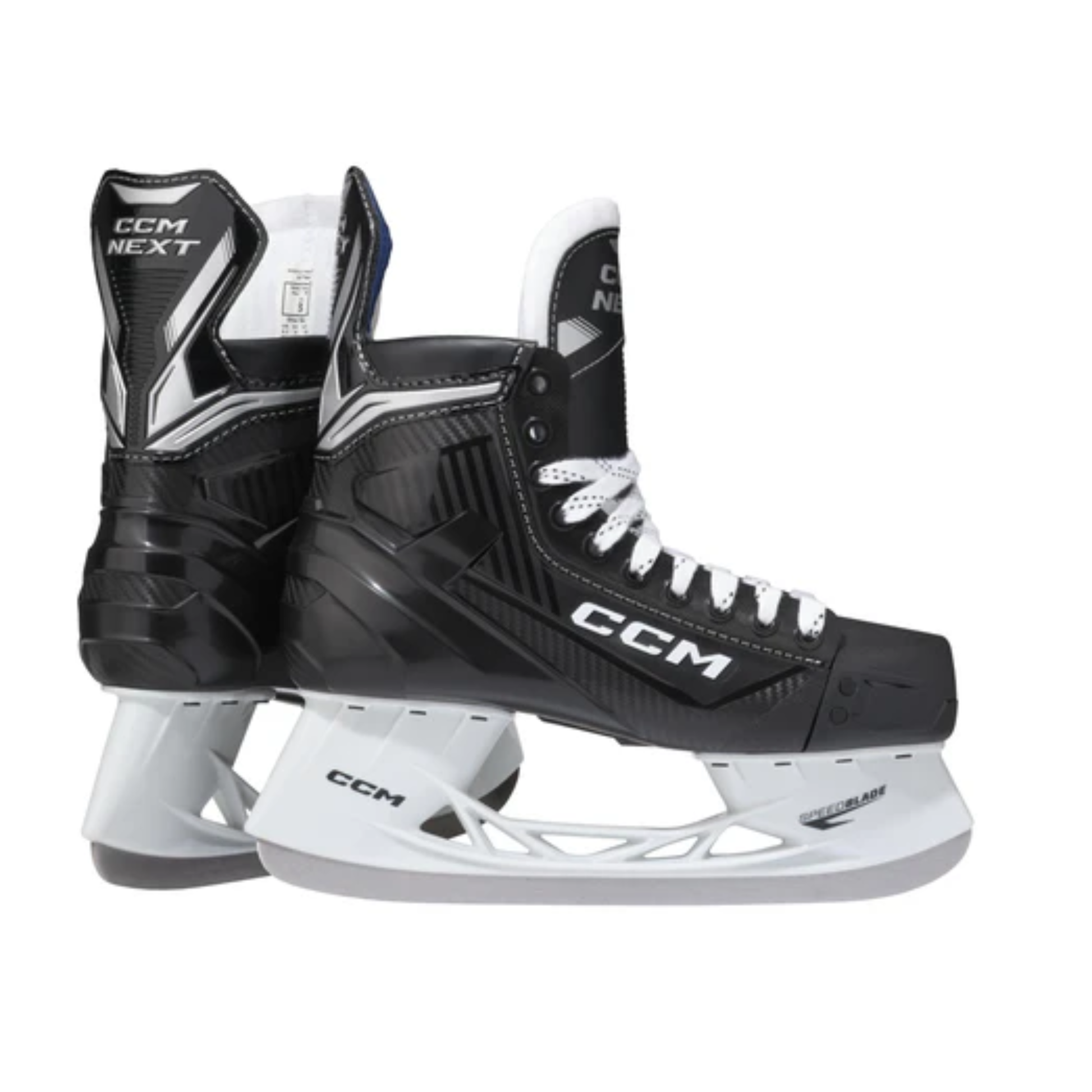 A photo of the CCM Next Intermediate Hockey Skates (2024) in colour black and white.