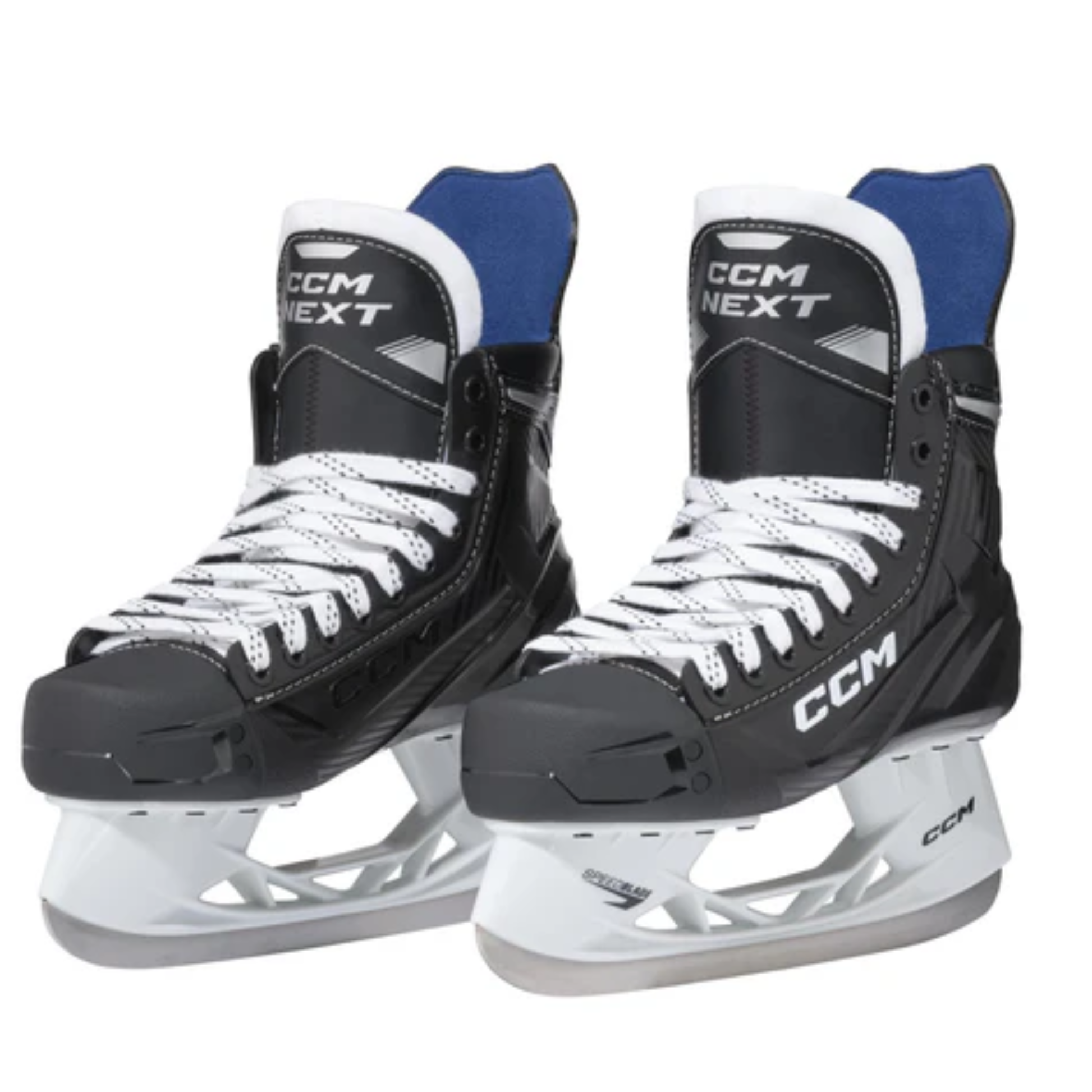A photo of the CCM Next Intermediate Hockey Skates (2024) in colour black and white.