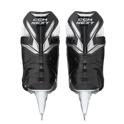 A photo of the CCM Next Intermediate Hockey Skates (2024) in colour black and white.