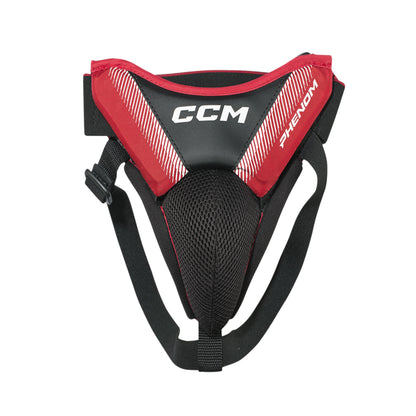 A photo of the CCM Phenom Goalie Pelvic Protector Junior in colour black and red and white.