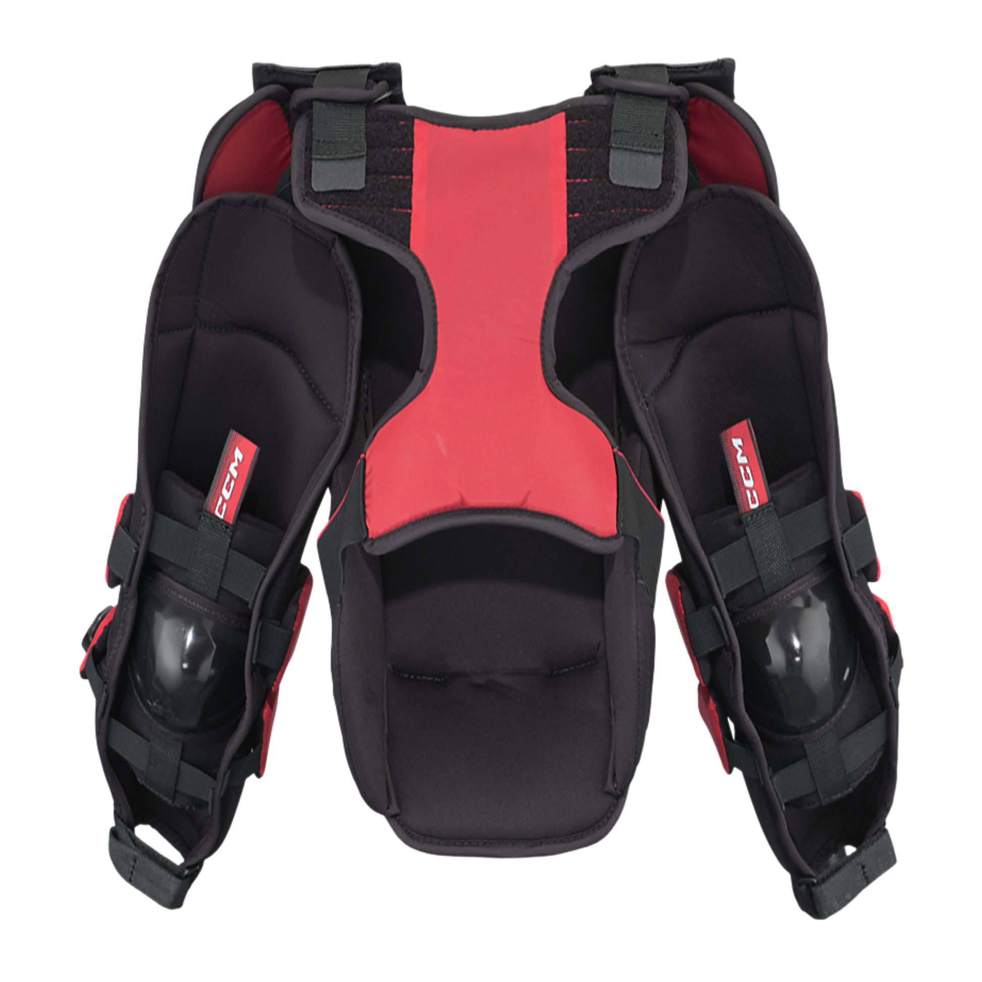 A photo of the CCM Phenom Youth Chest & Arm Protector in colour black, red.
