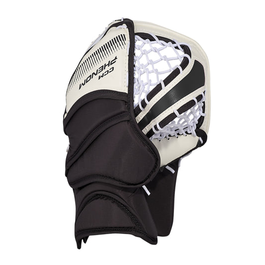A photo of the CCM Phenom Youth Goalie Catcher in colour white and black.