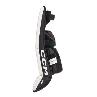 A photo of the CCM Phenom Youth Goalie Pads in colour white and black.