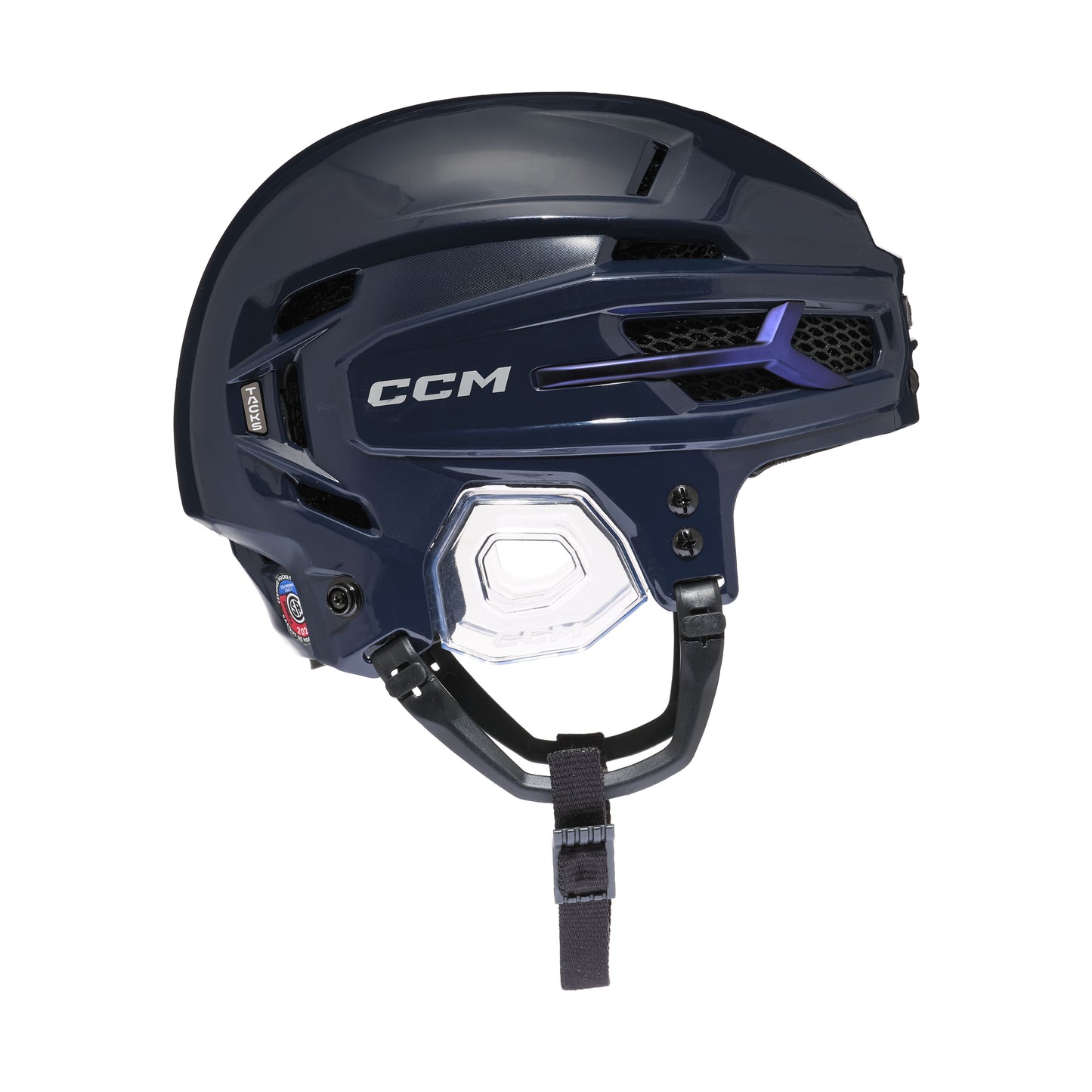 A photo of the CCM Tacks X Pro Hockey Helmet (2026) in colour navy.