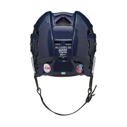 A photo of the CCM Tacks X Pro Hockey Helmet (2026) in colour navy.