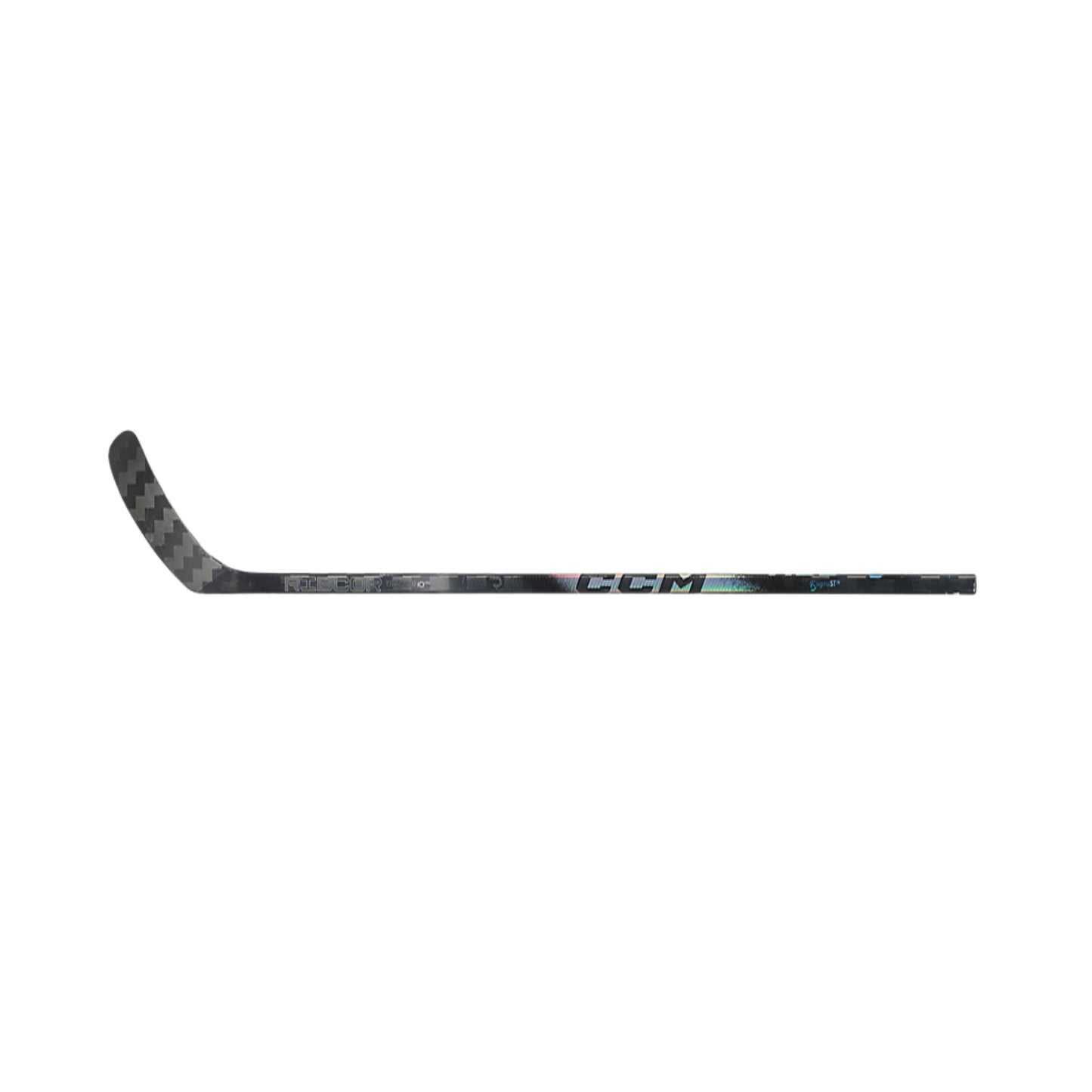 A photo of the CCM Ribcor Trigger 10 Pro Senior Hockey Stick in chrome and black.