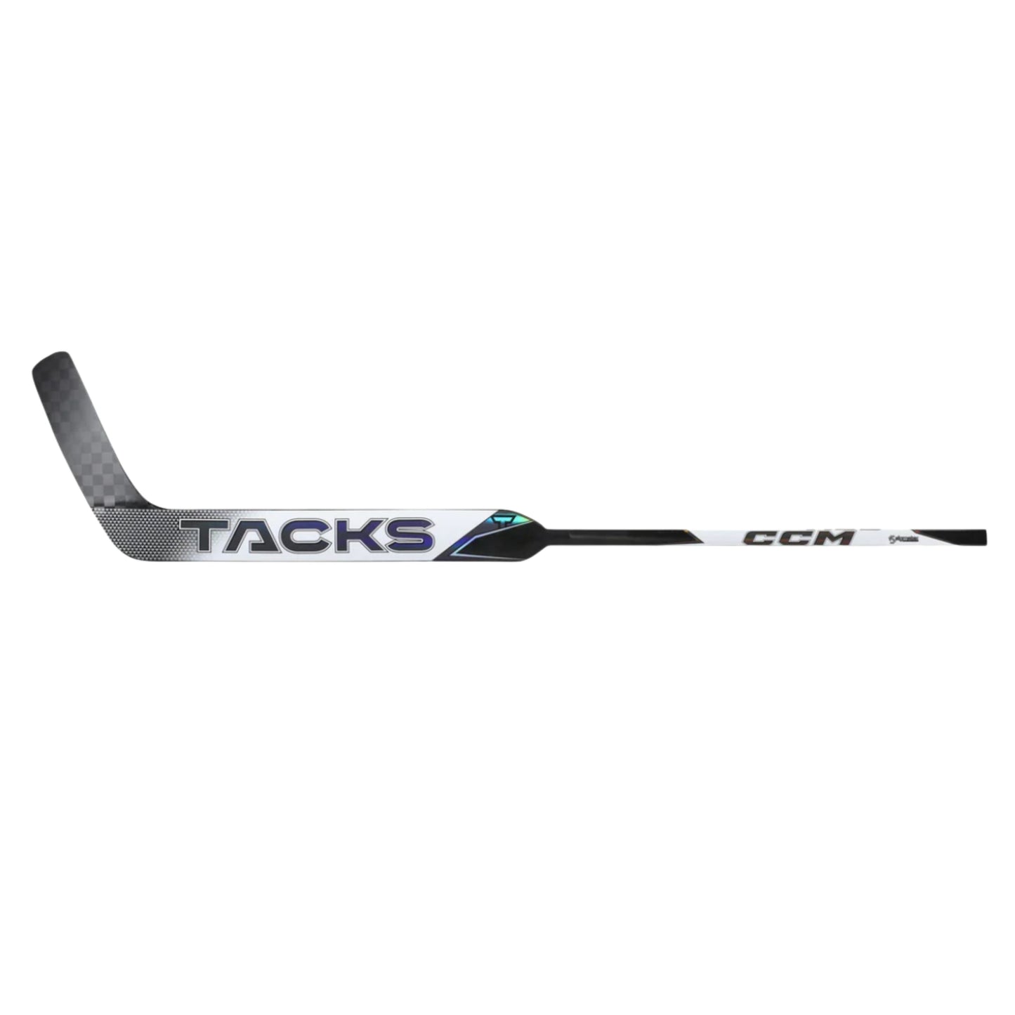 A photo of the CCM Tacks P1 Senior Goalie Stick (2026) in colour white and black.