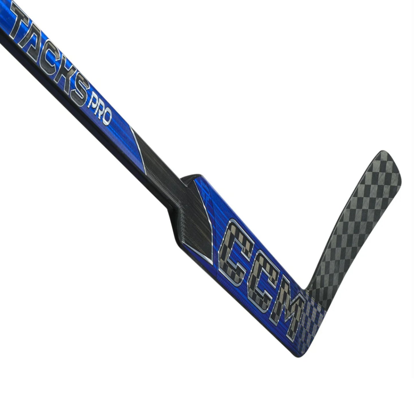 A photo of the CCM Tacks Pro P1 Intermediate Goalie Stick in colour royal blue.