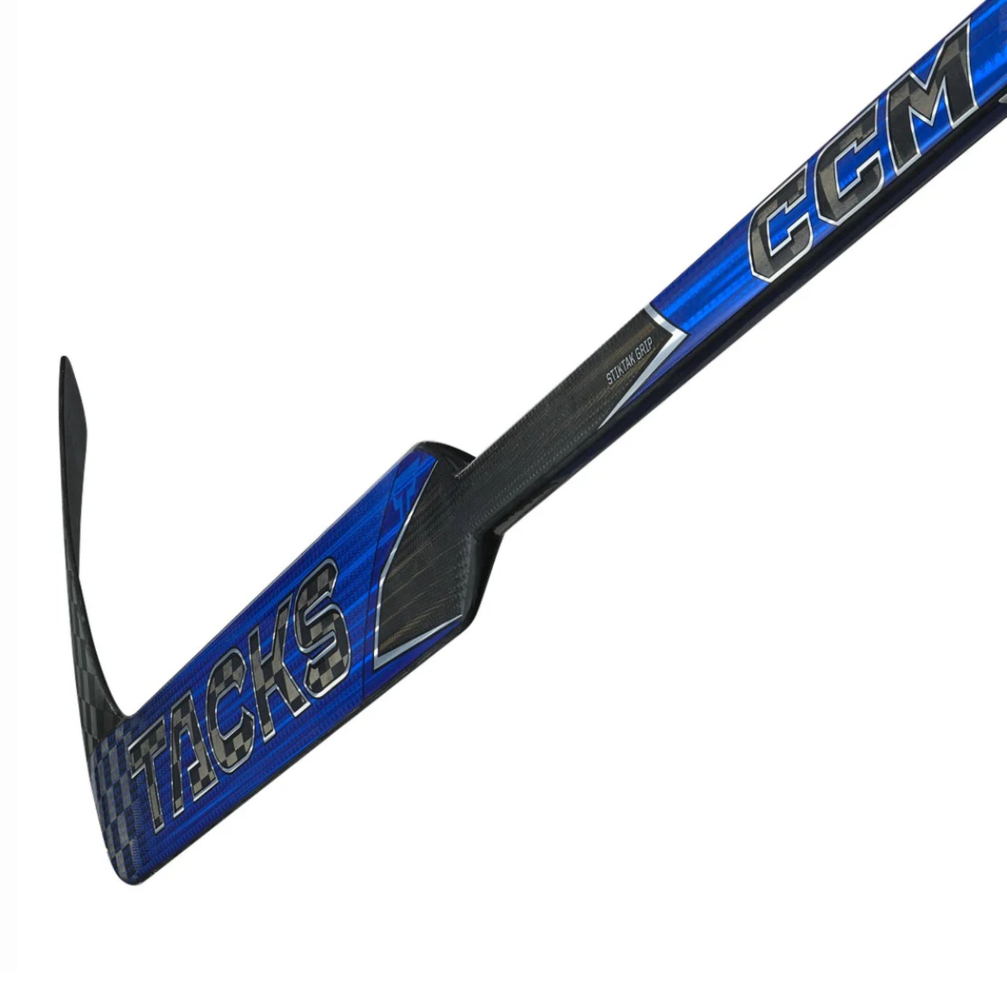 A photo of the CCM Tacks Pro P1 Intermediate Goalie Stick in colour royal blue.