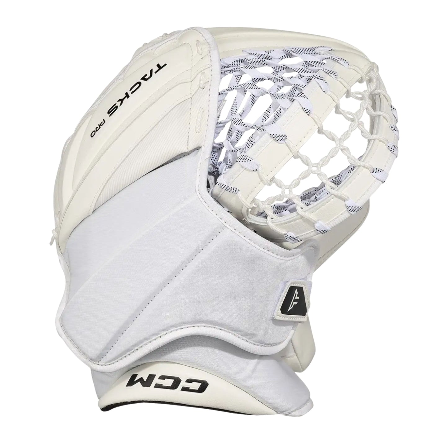A photo of the CCM Tacks Pro Senior Goalie Catcher (2026) in colour white.