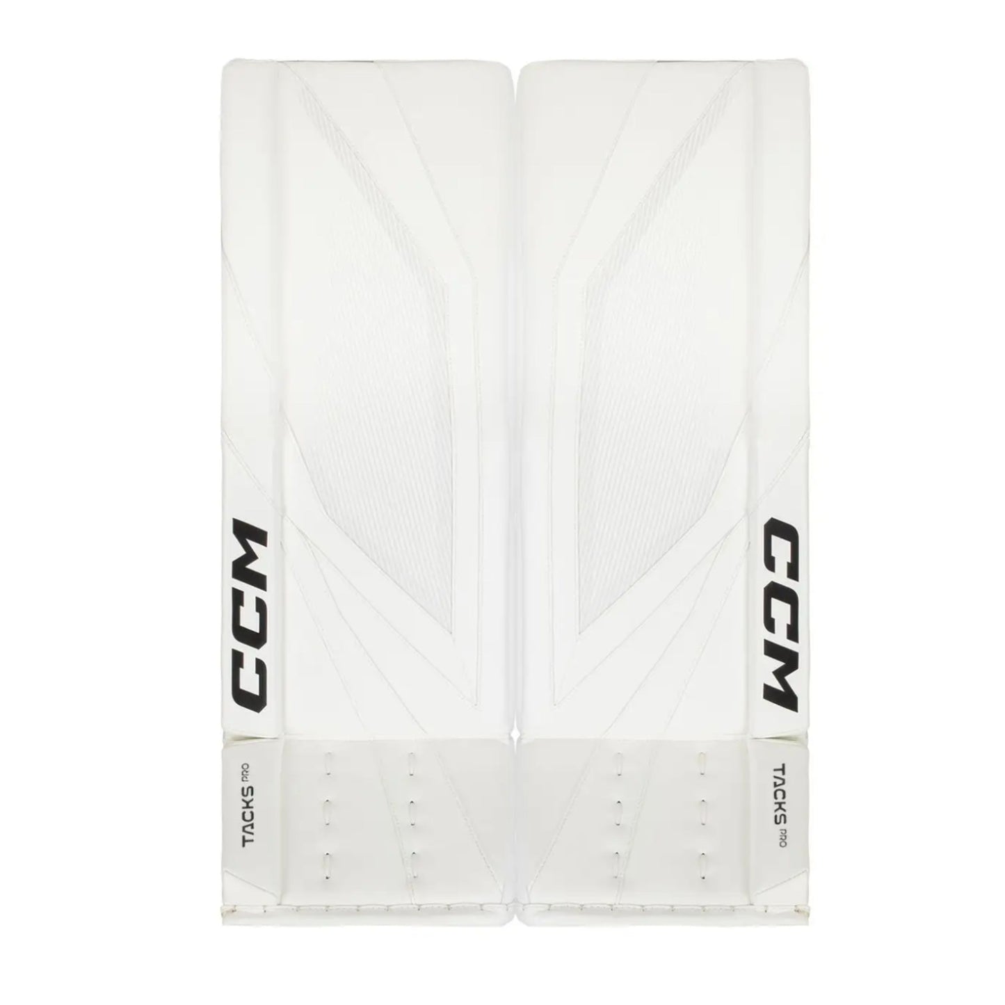 A photo of the CCM Tacks Pro Senior Goalie Pads (2026) in colour white.